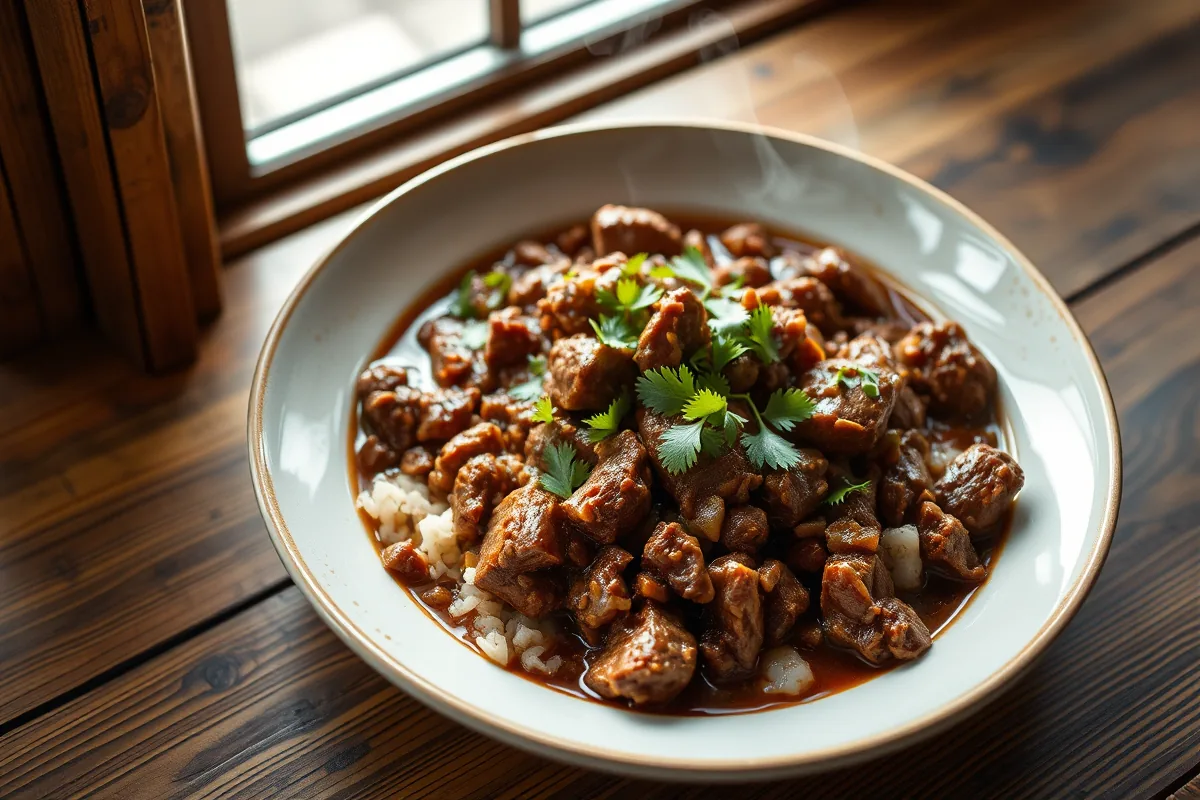 Ground beef chili served hot and ready to eat