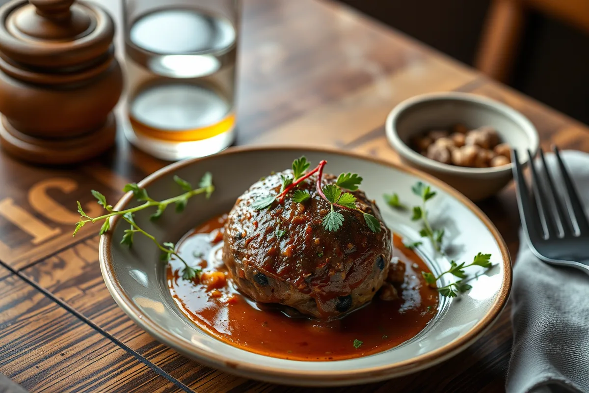 Ground beef meatball served hot and ready to eat